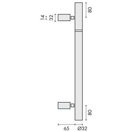 Bâton de maréchal Ø 32 mm, filetée, hauteur 1901 à 2000 mm, inox brossé 316
