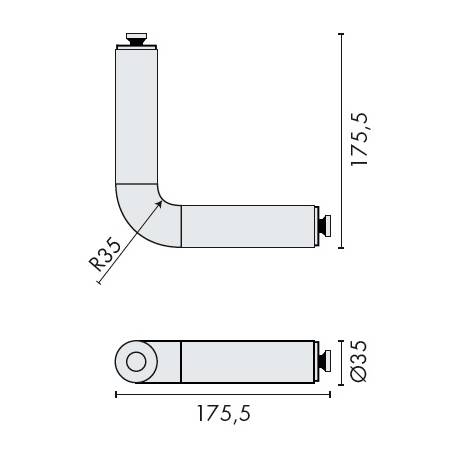 Tube coudé à 90°, inox brossé 316