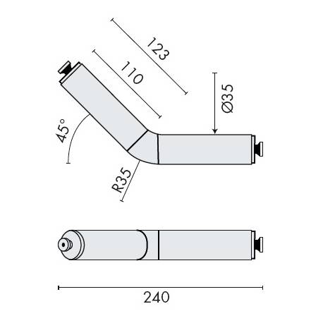 Tube coudé à 45°, inox brossé 316