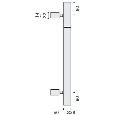 Bâton de maréchal Ø 38 mm, à douille, hauteur 2001 à 2100 mm, inox brossé 316