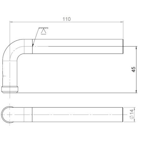 Unité de béquille L 14 mm, inox brossé 316