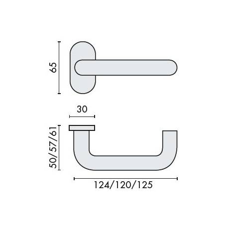 Unité de béquille U 14 mm, inox brossé 316