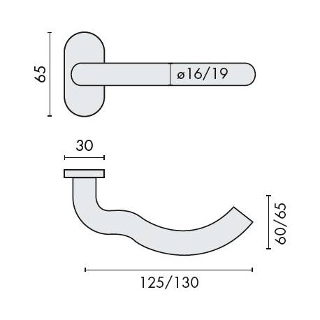 Paire de béquilles M 16 mm sur rosace ovale, inox brossé 316
