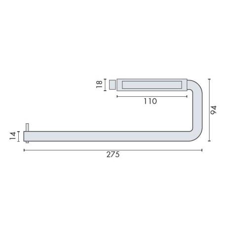Dérouleur double papier WC Ø 14x275x94 mm, support inox billé, inox brossé 316