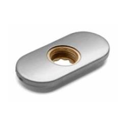 Paire de rosaces ovales, bec de cane 14 mm, entraxe 43 mm, inox brossé 316