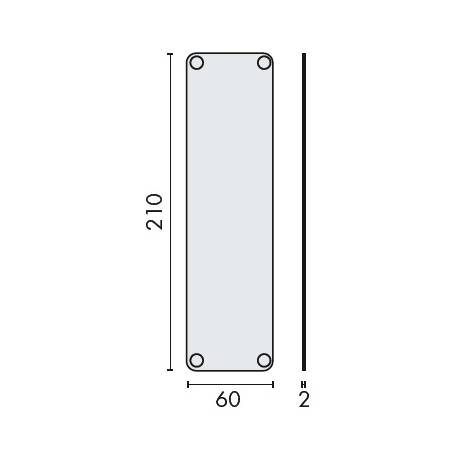 Unité de plaque de poussée rectangulaire 60x210x2 mm, inox brossé 316