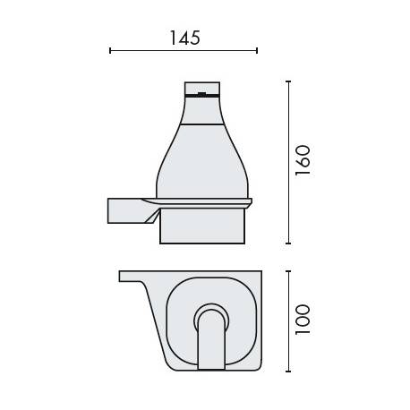 Distributeur de savon liquide mural, droit, 500 ml, chromé/verre, ALIZE