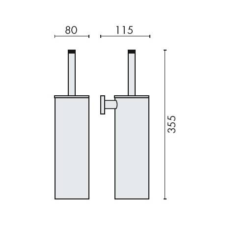 Ensemble balai/brosse WC mural, chromé, BASIC