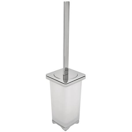 Ensemble balai/brosse WC à poser, chromé/verre, FOREVER