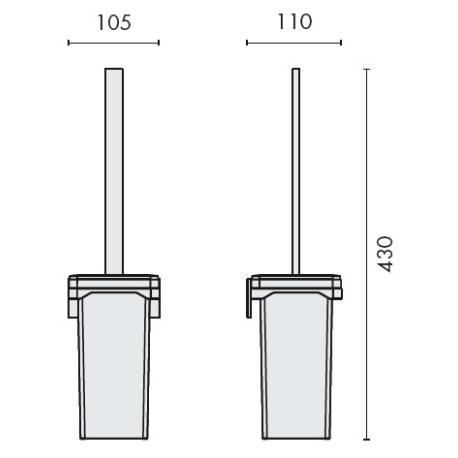 Ensemble balai/brosse WC mural, chromé/verre, FOREVER