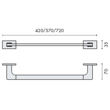 Porte-serviette 720 mm, chromé, LOOK