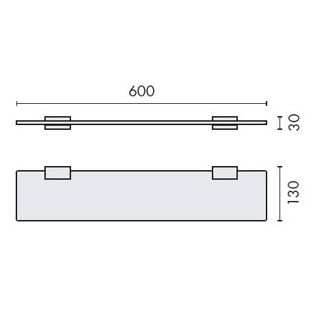 Tablette verre 600 mm, chromé/verre, LOOK