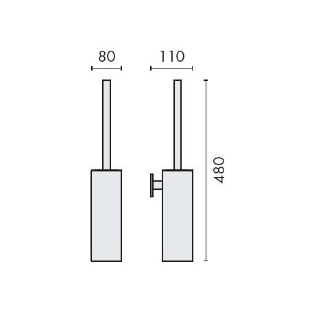 Ensemble balai/brosse WC mural, chromé/ABS, LOOK