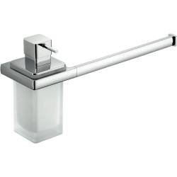 Distributeur de savon liquide et porte-serviette, chromé/verre, LULU