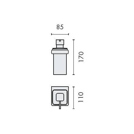 Distributeur de savon liquide mural, 280 ml, chromé/verre, LULU