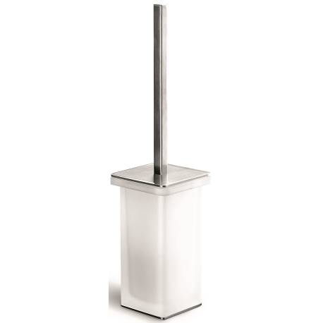 Ensemble balai/brosse WC à poser, inox/verre, OVER