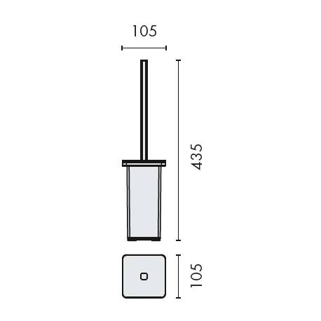 Ensemble balai/brosse WC à poser, inox/verre, OVER
