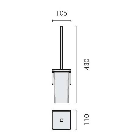 Ensemble balai/brosse WC mural, inox/verre, OVER