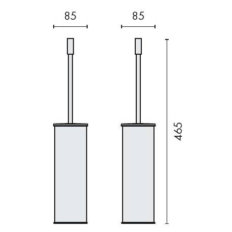 Ensemble balai/brosse WC à poser, chromé, PLUS
