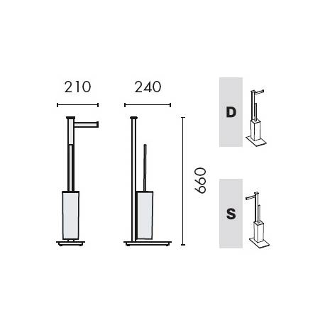 Console dérouleur papier WC et balai/brosse WC, droite, chromé, UNITS