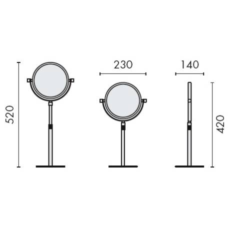 Miroir grossissant (3x) à poser, chromé, COMPLEMENTS