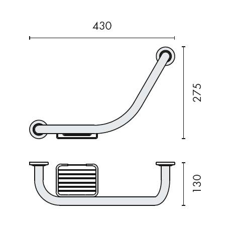 Barre d'appui 430 mm avec porte-savon, chromé, COMPLEMENTS
