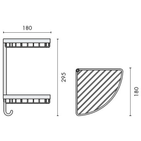 Panier d'angle deux niveaux avec crochet, chromé, COMPLEMENTS