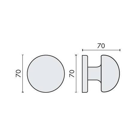 Bouton fixe ROBOT 55, Ø 70 mm sur rosace ronde, chromé