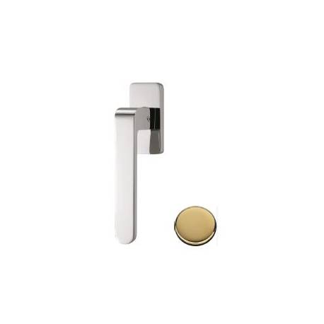 Béquille de fenêtre FEDRA sur rosace rectangulaire, laiton poli