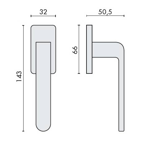 Béquille de fenêtre FEDRA sur rosace rectangulaire, chromé mat