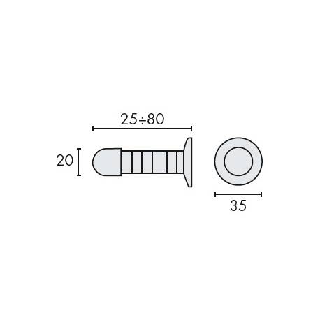 Butoir mural réglable, laiton poli