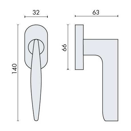 Béquille de fenêtre GAIA sur rosace ovale, chromé
