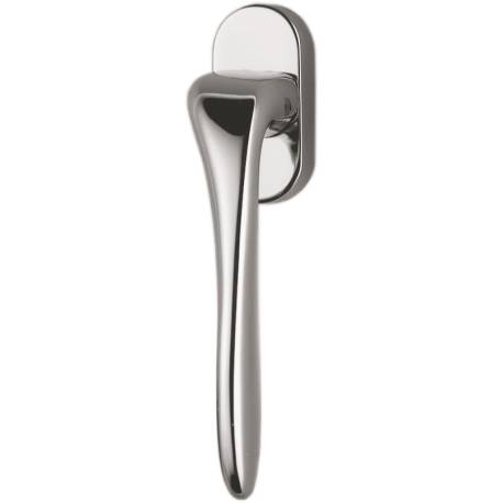 Béquille de fenêtre MADI sur rosace ovale, chromé mat