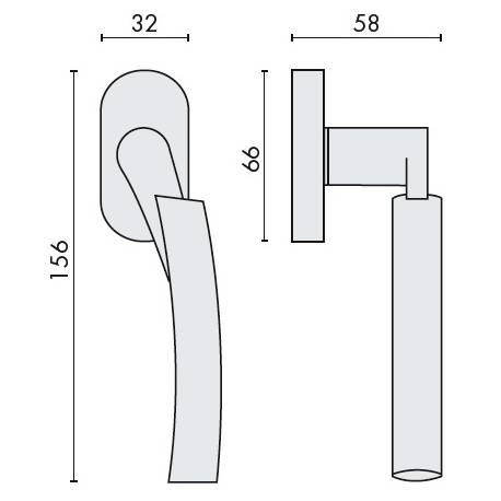Béquille de fenêtre MIXA sur rosace ovale, laiton poli/laiton mat