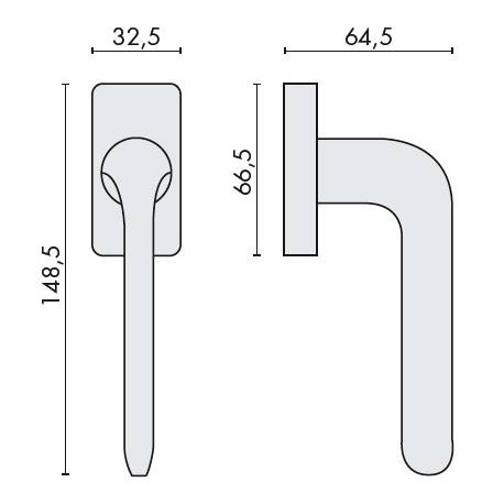 Béquille de fenêtre ROBOQUATTRO S sur rosace rectangulaire, chromé mat