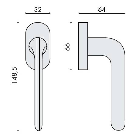 Béquille de fenêtre ROBOQUATTRO sur rosace ovale, chromé mat