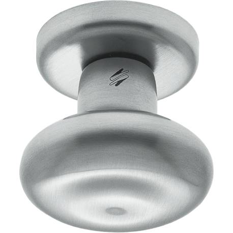 Bouton fixe ROUND 25, Ø 60 mm sur rosace ronde, chromé mat