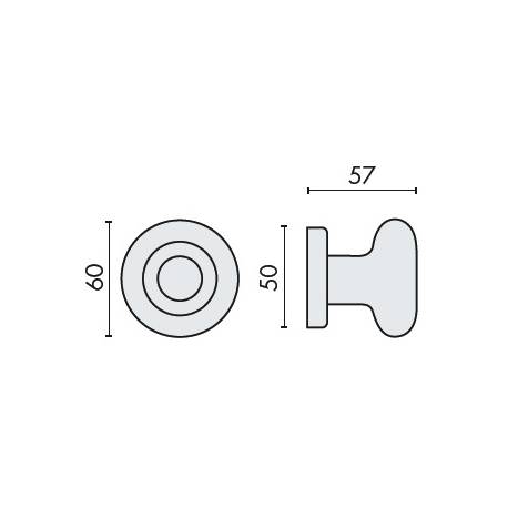 Bouton fixe ROUND 25, Ø 60 mm sur rosace ronde, laiton poli