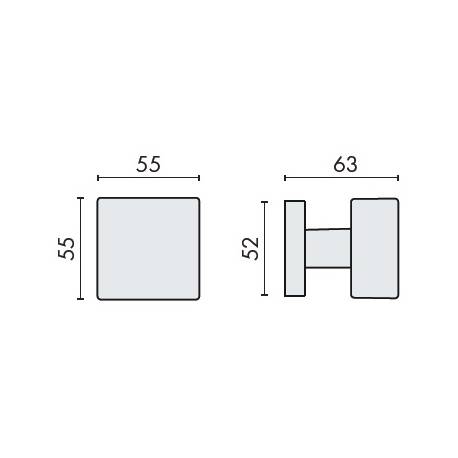 Bouton fixe SQUARE 25 sur rosace carrée, chromé