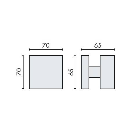 Bouton fixe SQUARE 35 sur rosace carrée, chromé