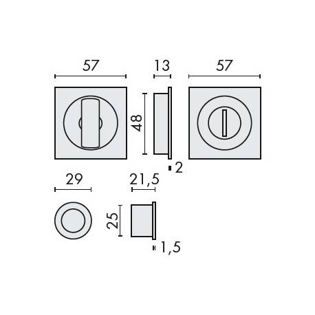 Cuvette encastrée OPEN SQ, sans serrure, carrée 57 mm, chromé mat