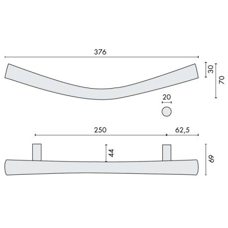 Poignée de tirage déportée ZEN-B entraxe 250 mm, chromé