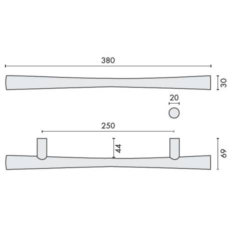 Poignée de tirage droite ZEN-B, entraxe 250 mm, chromé