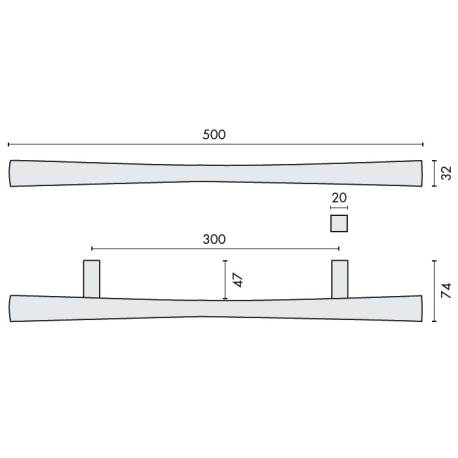 Poignée de tirage droite NOA-A, entraxe 300 mm, chromé mat