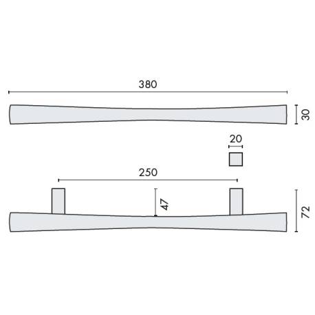 Poignée de tirage droite NOA-B, entraxe 250 mm, chromé mat