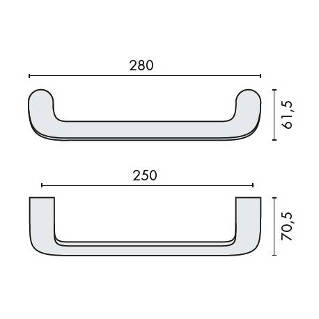 Poignée de tirage déportée ROBOQUATTRO-B, entraxe 250 mm, chromé