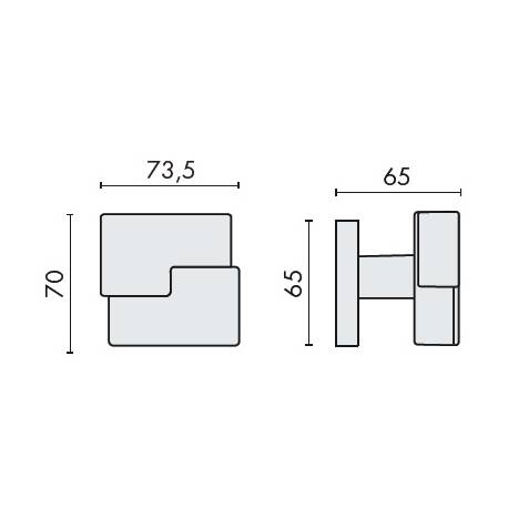 Bouton fixe CUT 25 sur rosace carrée, chromé