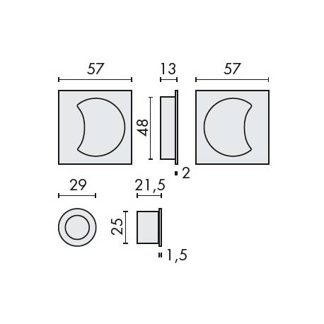 Cuvette encastrée OPEN SQ, carrée 57 mm, chromé mat