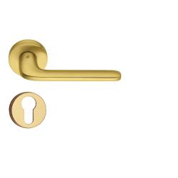 Paire de béquilles ROBOQUATTRO sur rosace ronde, avec rosace clé I, laiton mat