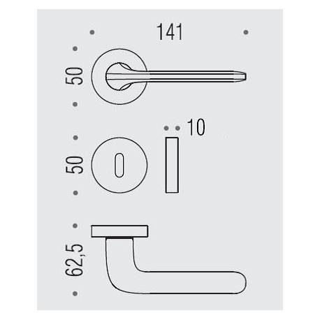 Paire de béquilles ROBOQUATTRO sur rosace ronde, avec rosace clé L, laiton mat